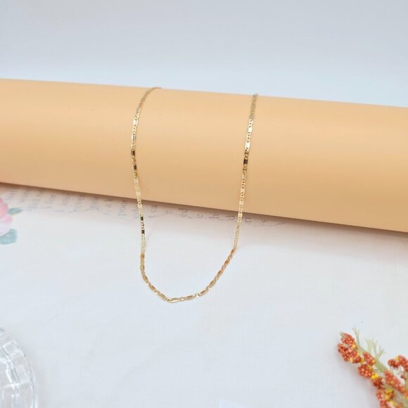 Rose Gold Dainty Box Link Chain Necklace – 45cm / 17.7 Inch Shine, XPNL0023 - Picture 2 of 12